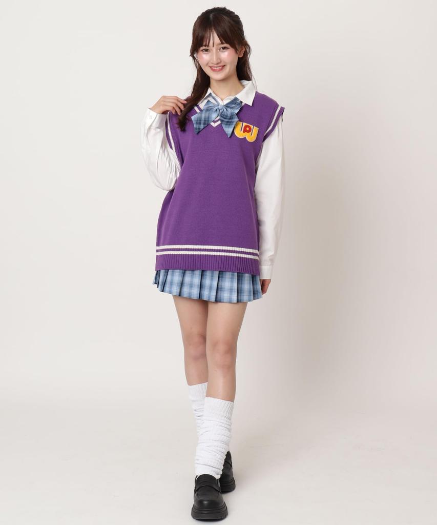 WEGO World Pegasus Collaboration School Fall School High School Size Purple Vest, Knit, Clothes, Clothes, Cute, Girly, Vest, Student, Student, Gift,