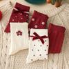 Dots New Year Women's Socks Ruffle Sweet Girls Sock Breathable Autumn Winter Red Socks  Festivals
