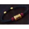 Deelfel Simple Black S999 Pure Silver Black String Braided Asian Ethnic Design Women's Bracelet, Gold, Bracelet, Chain, Bracelet, Totem, Cylinder,