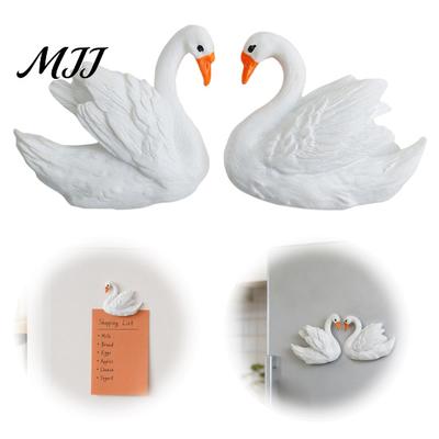 Matte Finish Swan Ornaments Couple Shape Refrigerator Magnet, 3D Resin Fridge Magnetic Whiteboard Decorations Decorative Magnet for Locker Door