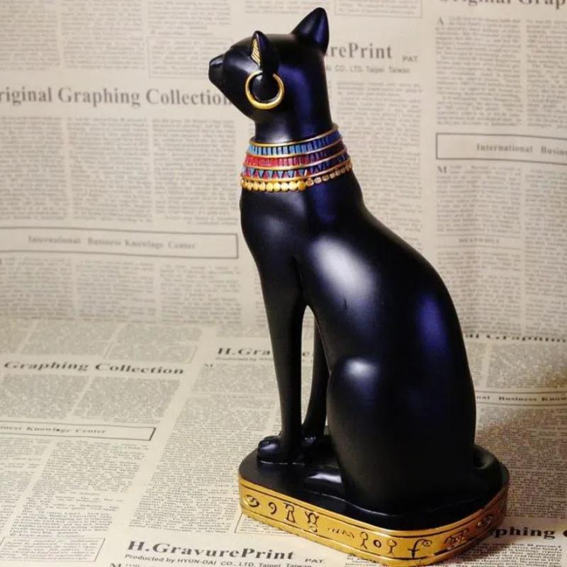 Estilo Egípcio Deusa da Lua Gato Deus Estatueta Resina Colecionável Estátua Decoração de Casa