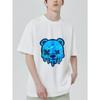 Black T Shirt with Blue Melting Bear Face Print for Casual Wear