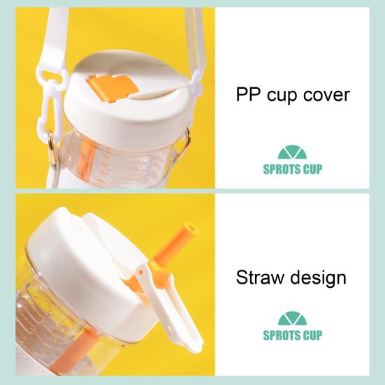Botella de Agua de 850ml con Paja Plegable, Gran Capacidad, Filtro de Té, Correa Ajustable, Taza de Agua para Té de Frutas para Exteriores