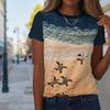 Damen Sommer T-Shirt Meeresschildkröte Retro Mode Kurzarm T-Shirts Lässig Bedruckte Oberteile