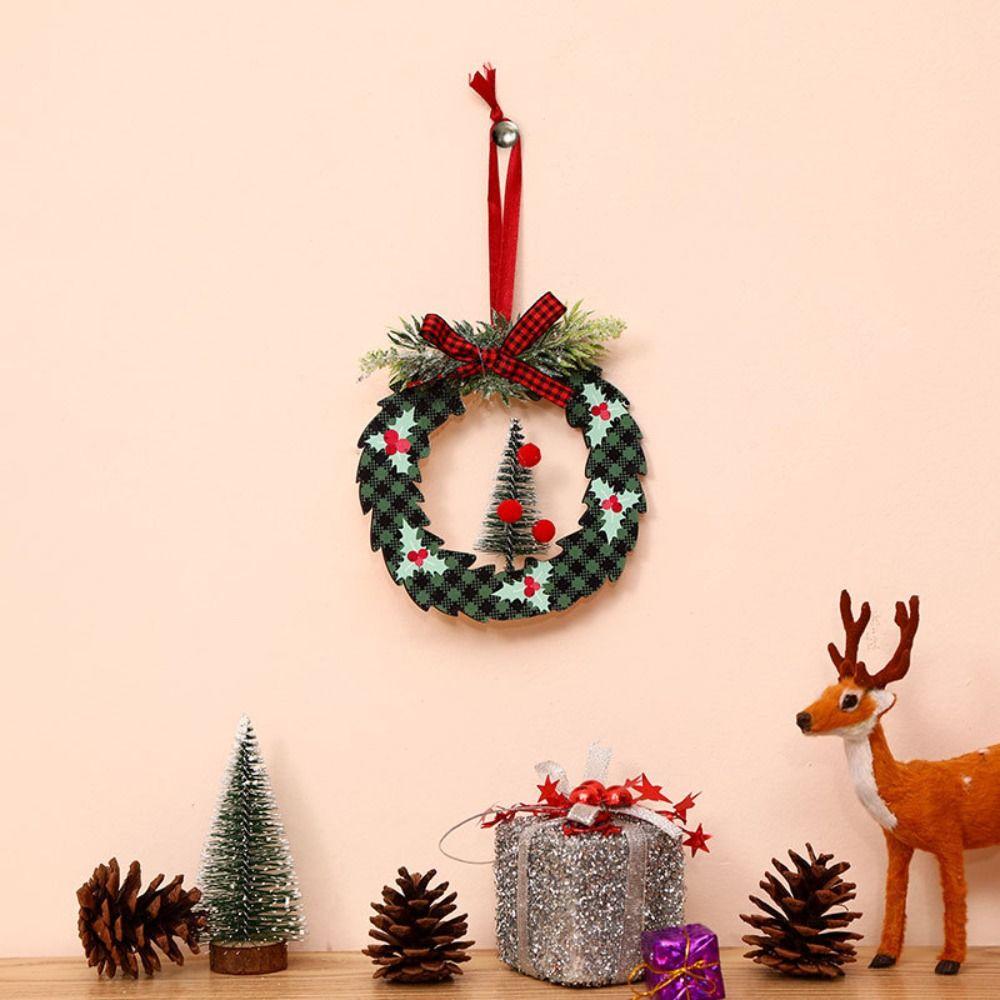 Round Christmas Decoration Square Christmas Wooden Pendant Cute   New Year