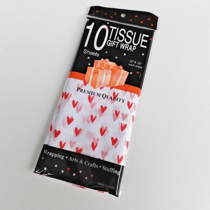 10 Sheets Festive Party Wedding DIY Gift Packing Supplies Love Type Tissue Paper Flower 50x66cm Gift Packaging Home Decoration