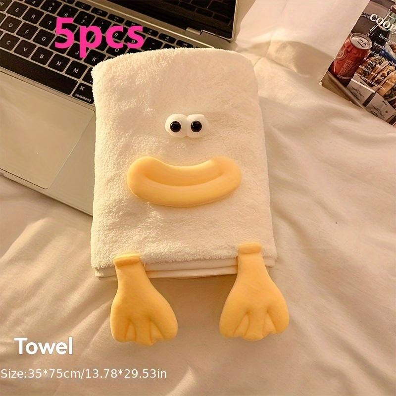 

5 шт. Милые плюшевые полотенца для лица с мордочкой-сосиской, ультрамягкий коралловый флис, быстросохнущие, суперабсорбирующие, 320 г/м2, причудливый дизайн для дома, ванных комнат в отеле 005-3 Yellow (5PCS)
