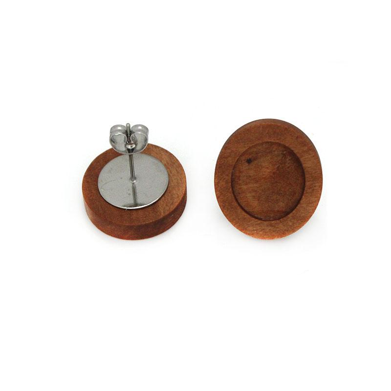 10 Stück/Los 12mm Cabochon Holz Ohrringbasis Schmuck Edelstahl Ohrstecker Pfosten Stecker Leere Fassung DIY Schmuckherstellung Zubehör