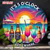 D-Moll Lustiger Strand O'Clock Somewhere Metallschild Retro Sommer Sonnenuntergang Tropische Palmen Vintage Cocktail Bier Bar Schild Col
