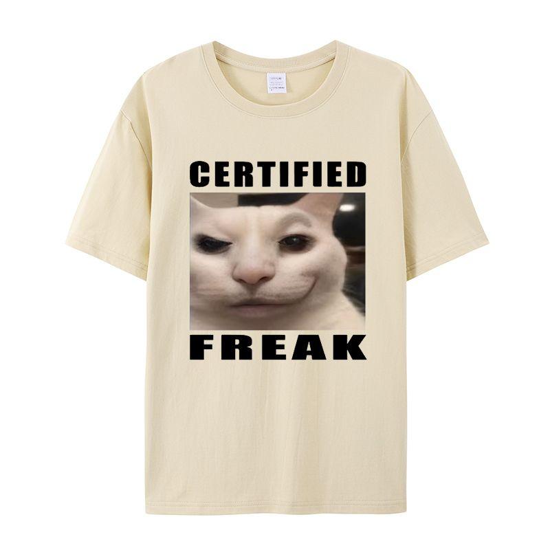 Funny Cat Print Men's T-Shirt Summer Vintage Kawaii Men's Women's Surfing Beach T-Shirt Unisex Breathable Casual Top