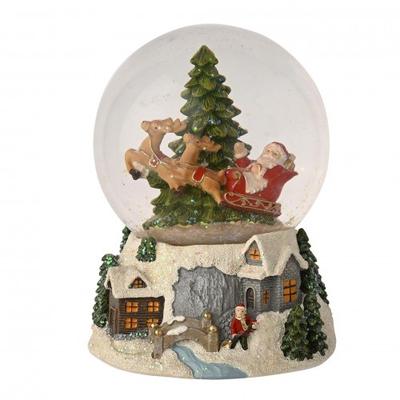 Regal Tidings Santa Sleigh & Tree Snow Globe