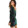European & American Autumn/Winter V-Neck Velvet Sequin Backless Long Sleeve Bodycon Dress