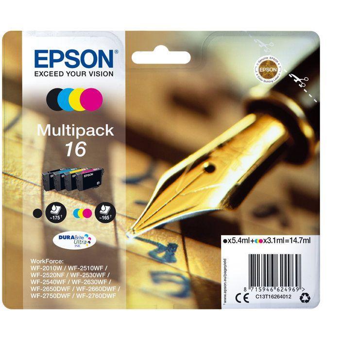 EPSON Multipack T1626 - Stylo Plume - Noir, Cyan, Magenta, Jaune (C13T16264012)