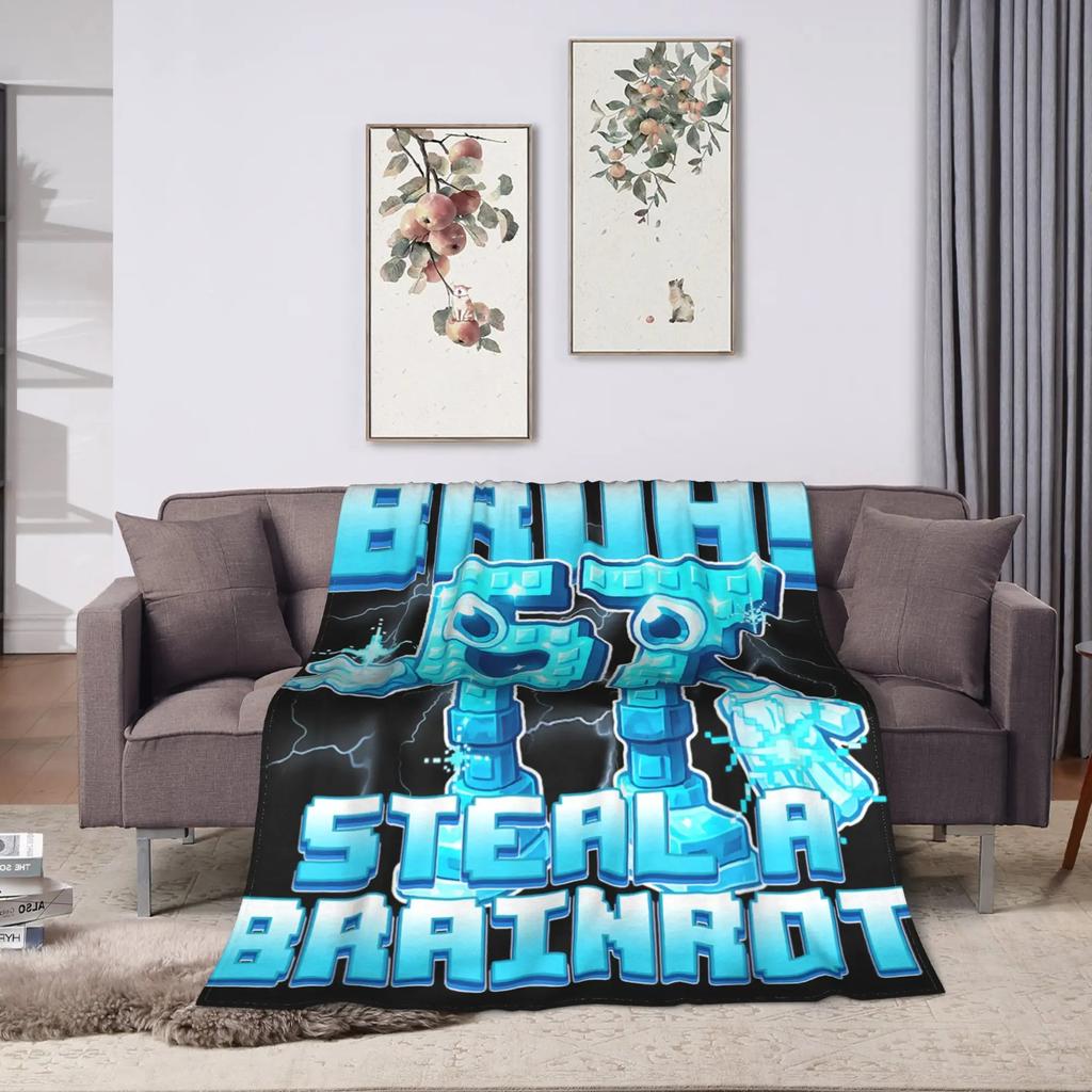Bruh 67 676-7 Funny Brainrot Meme Super Soft Blanket Plush Blanket Bedroom Flannel Bed Sheet Sofa Bed Cover