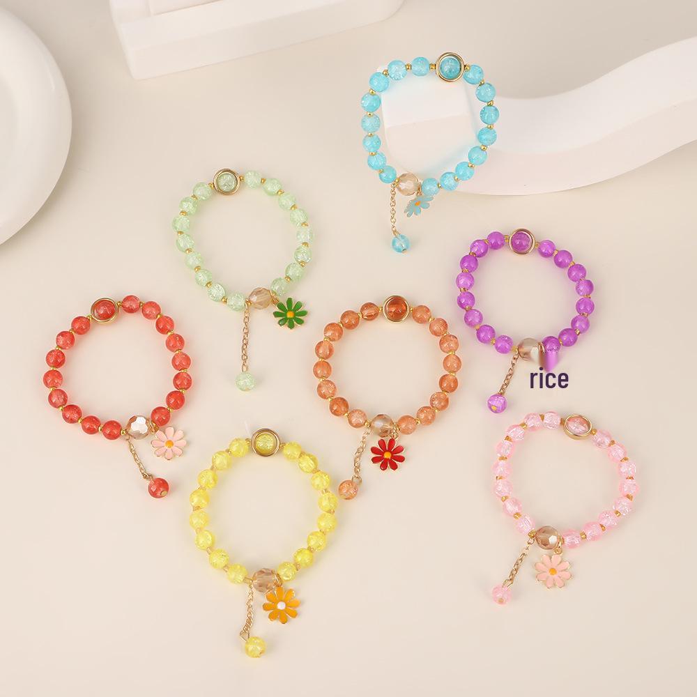 Kristall-Perlen-Blumenarmband - Koreanischer Stil, Geschenk für die beste Freundin, Kleines Gänseblümchen-Design, Frisch und Süß.