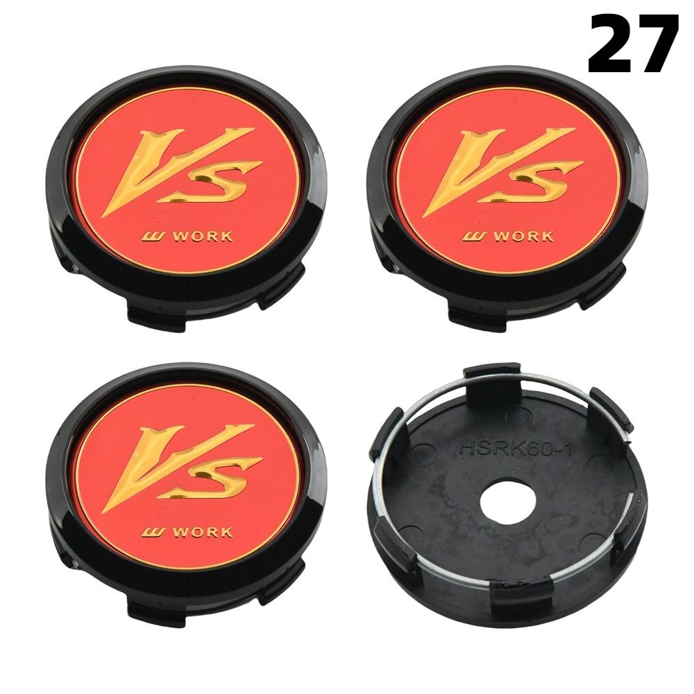 4PCS OD 60MM / ID 56MM Cap For Rims WORK EMOTION EQUIP MEISTER VS Emblem Wheel Center Cap Sport Car Logo Wheel Cover Hub Caps