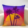 Sunset Palm Tree Fashion Cushion Cover Natural Linen Organic Fabric DoubleSided Printing Room Sofa Decor Pillow Case