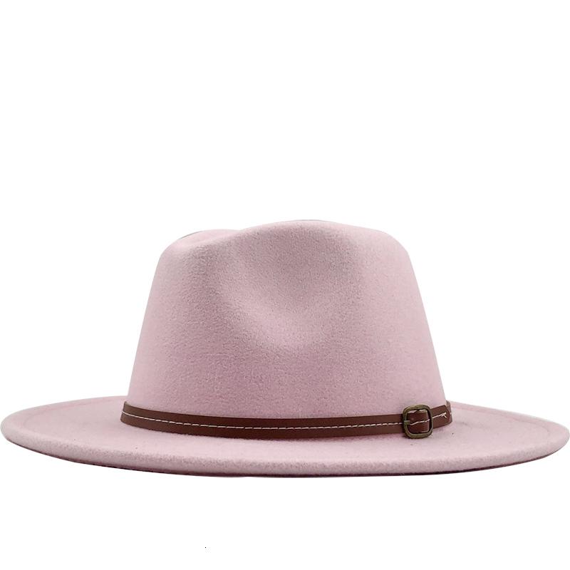 New Women Men Winter Wool Fedora Hat With Leather Ribbon Gentleman Elegant Lady Autumn Wide Brim Jazz Church Panama Sombrero Cap