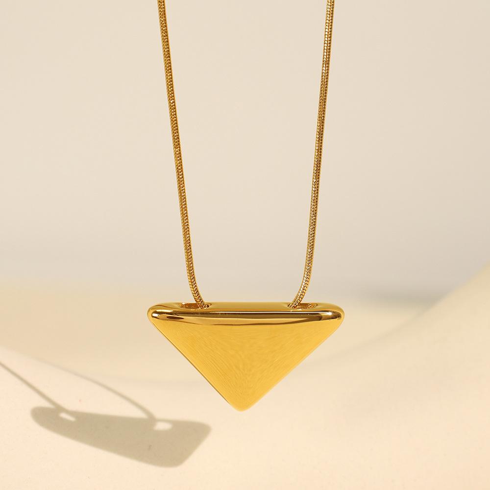 Fashion New Simple 2026 Golden Triangle Personality Clavicle Chain Cold Wind Advanced Plated 18K Gold Necklace