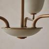 1950s Mid-Century Modern Brass Chandelier | Mid Century Wooden Ball 3 Arms Italian Modern Ceiling Pendant | Stilnovo Brass Ceiling Fixture