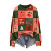 Women's Christmas Print Neck Long Sleeve Sweater Soft Casual Top for Fall Winter Holiday