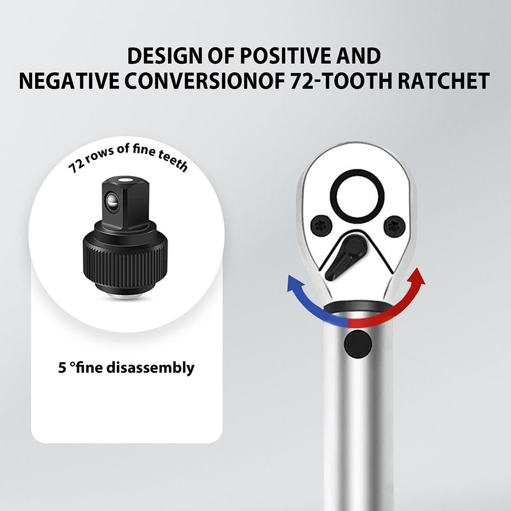 Preset Torque Wrench Kit 3/8" 1/4" 1/2" inch Adjustable Torque Wrench 72 Tooth Socket Wrench Mechanical  Repair Tool 5-350 N.m