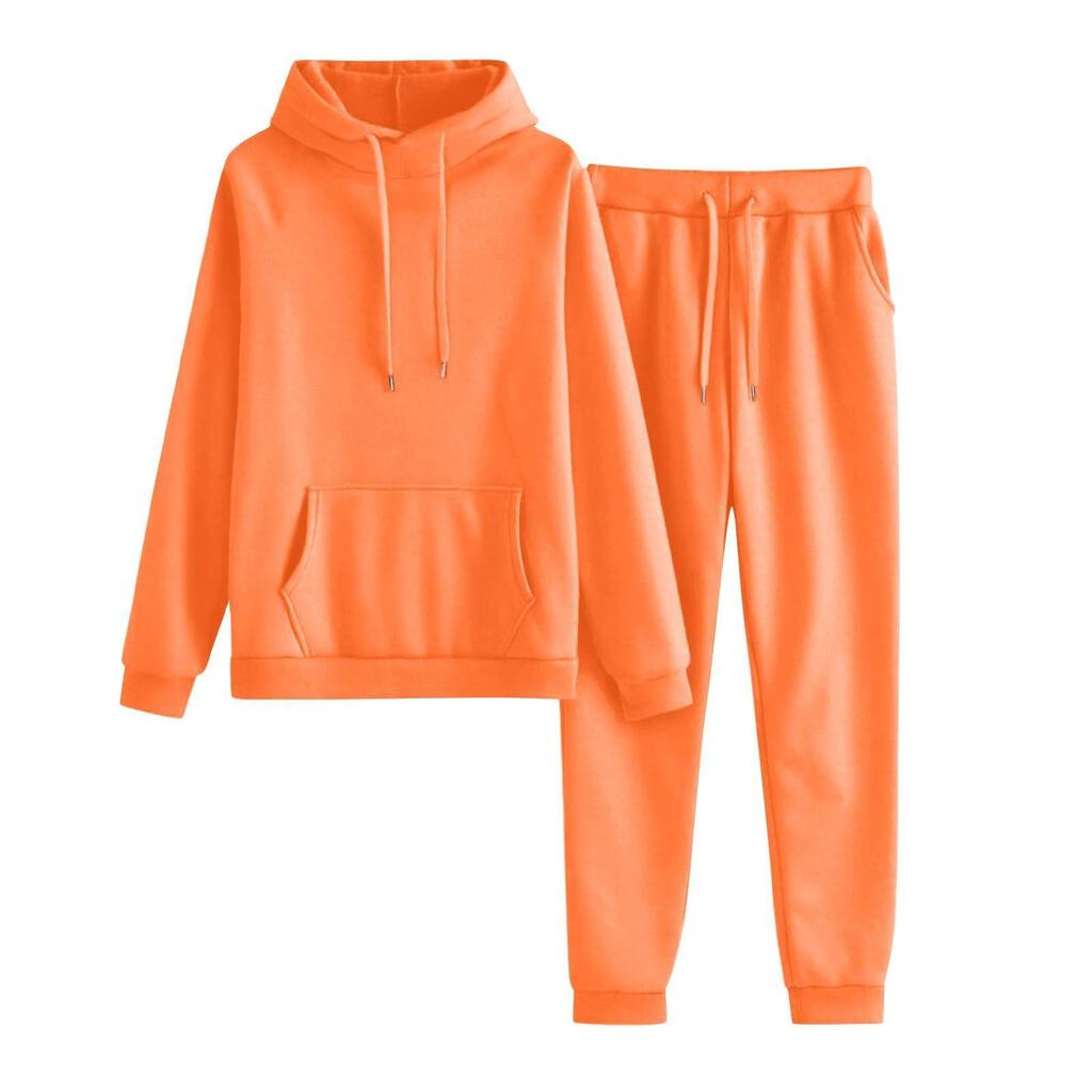 Kapuzenpullover mit hohem Kragen und Plüschfutter & Lässige Hose Set - Herbst/Winter Mode