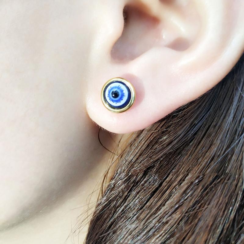 1 Paar für Evil Eye Ohrstecker Türkische Blaue Augen Amulett Ohrringe Teufelsauge zum Schutz Ohrring für Damen Glücksbringer J