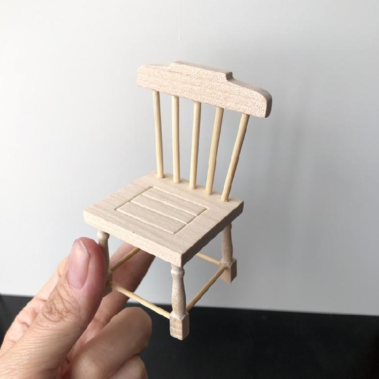 Miniature Study Furniture Set 2PCS Wood Desk Chair Models For Adult Collector Study Decoration