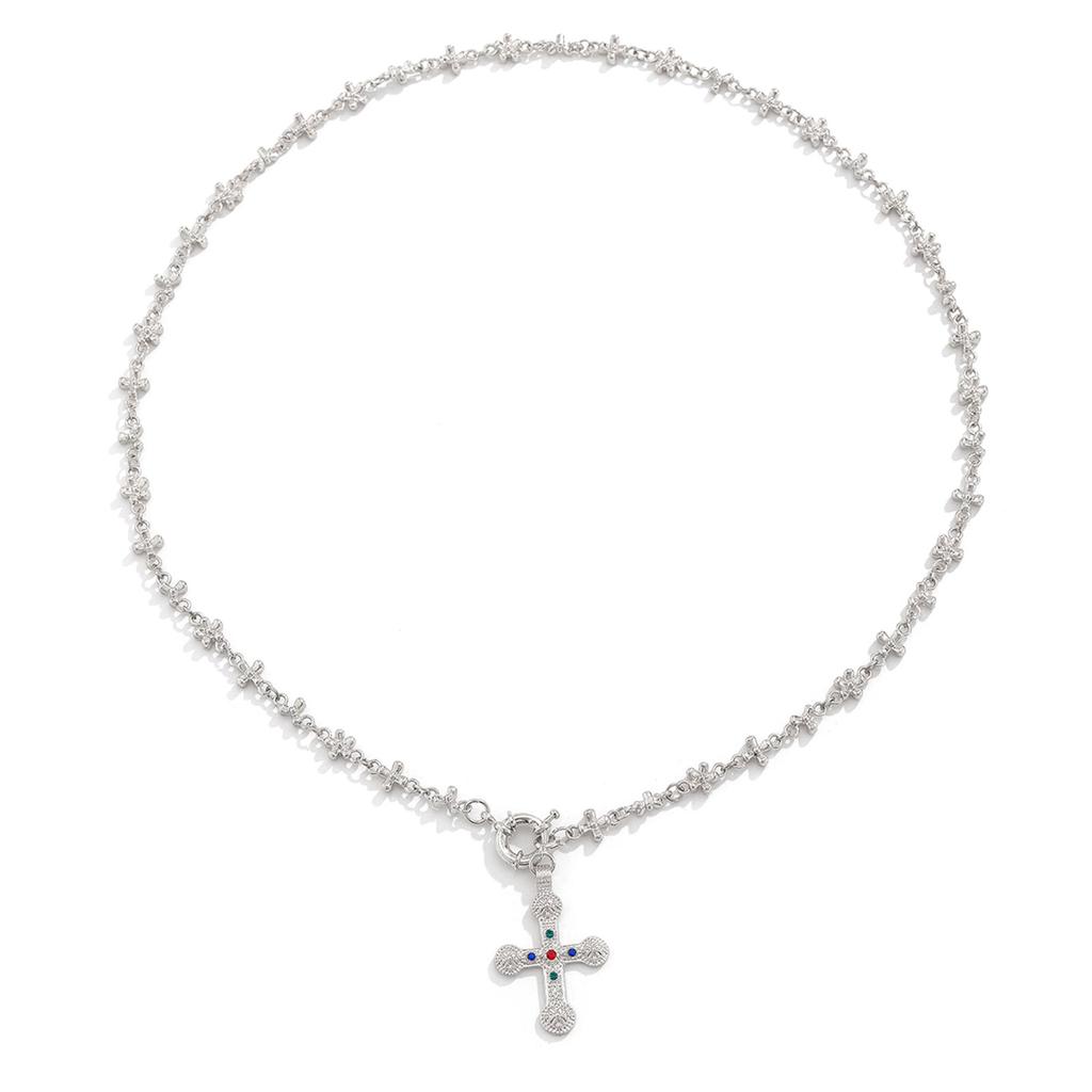 Long Tassel Cross Necklace Sparkling Necklace Fashion Neck Jewelry Alloy Texture for Women Creative Alloy Designs