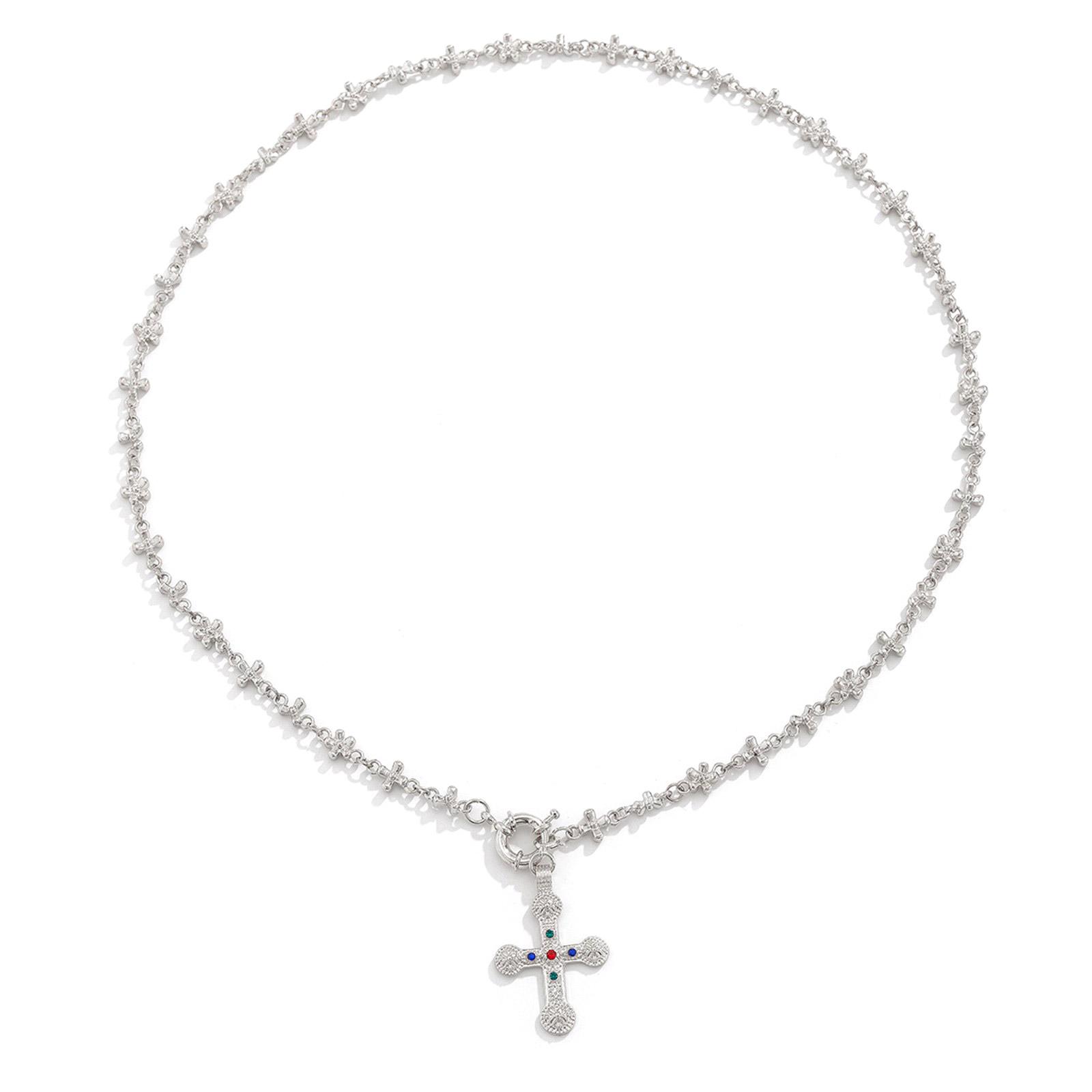 

Длинное ожерелье с кисточками и крестом, сверкающее ожерелье, модные украшения на шею, текстура сплава для женщин, креативные дизайны сплава серебряный