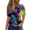Top Pullover Casual Alla Moda da Donna a Manica Corta Stampato con Girocollo
