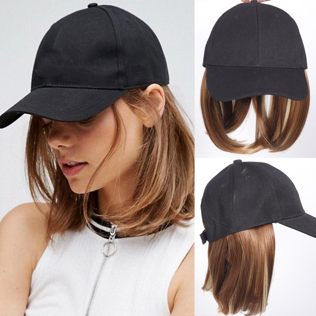 

Бейсболка с наращенными волосами для женщин, термостойкие синтетические 8-дюймовые регулируемые короткие прямые парики для замены волос в шляпе для женщин 8inch