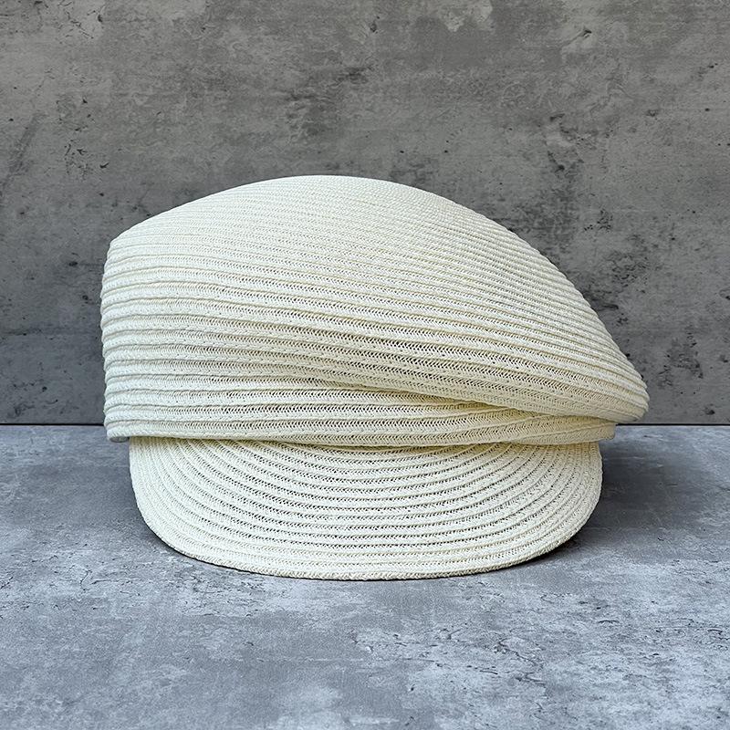Short Brim Heightened Cranial Top Thin Straw Equestrian Hat Women'S Summer Breathable Sunscreen Visor Small Slanted Top Straw Hat