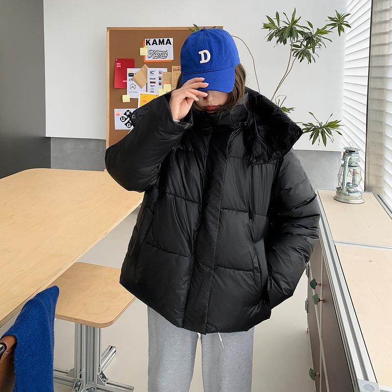 New Loose Hooded Cotton-padded Jacket Women's Extended Over-the-knee Bread Coat In Winter.