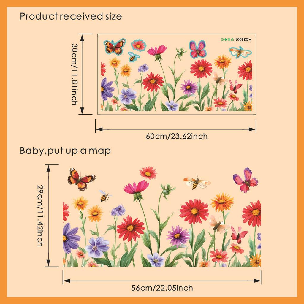 Vivid Flower Glass Sticker Self-Adhesive for Kitchen Fridge Bedroom Window Door Home Decoration Removable Wall Decal