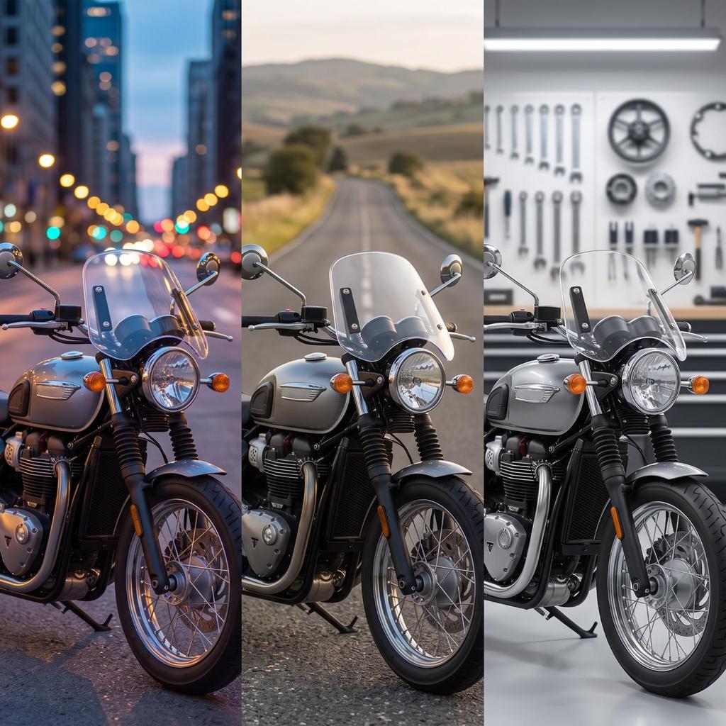 Retro Motorcycle Windshield with Headlight Bracket Screw-Fastened