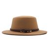 British hat retro woolen hat wide brim flat top top top hat belt autumn and winter hat trendy sun hat felt hat