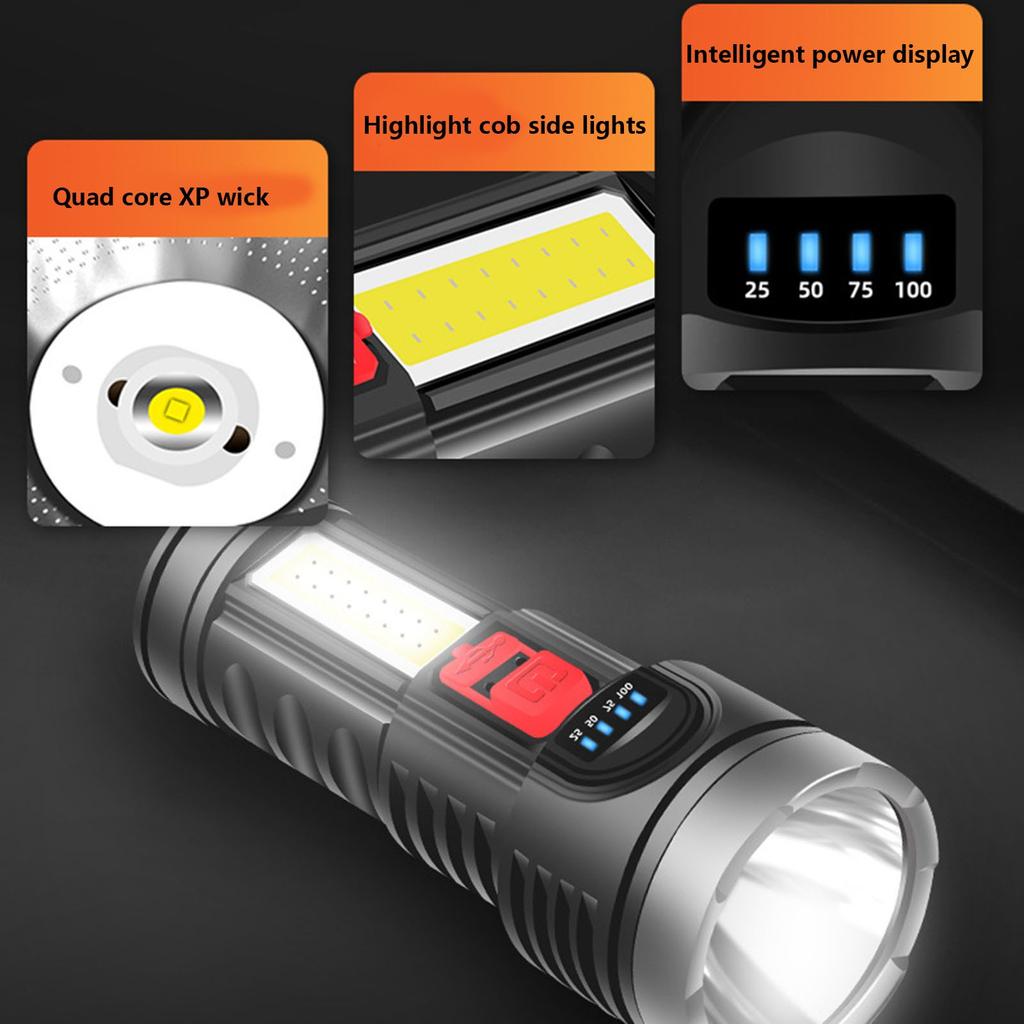 Portable LED Torch Zoom Torch Built-in Battery Camping Powerful Outdoor Torch