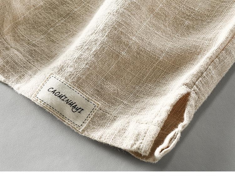 2023 Herren Gestreifte Baumwolle Leinen Freizeitshorts - Atmungsaktiv, Locker sitzend, Übergröße für Sommer