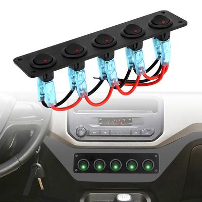 Okrągły panel przełączników kołyskowych Dash Rocker do kampera, łodzi, jachtu, pojazdu morskiego, wodoodporny, 12-24V, LED