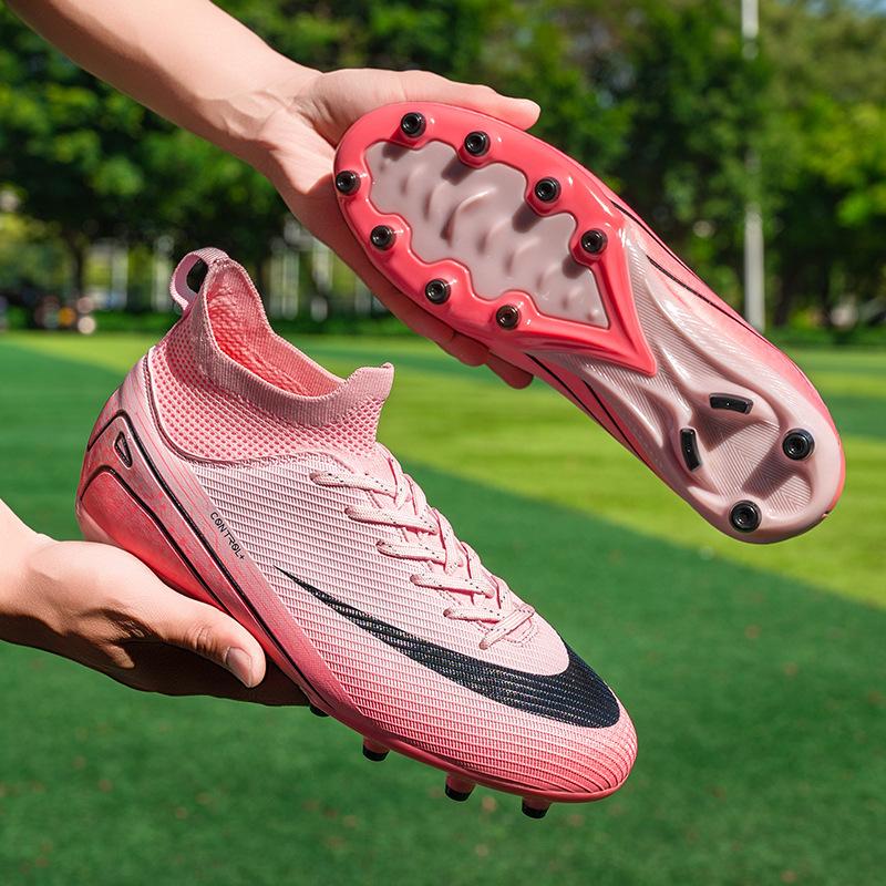 2025 new youth AG long nails TF broken nails high-top football shoes men's and women's grass training sports shoes