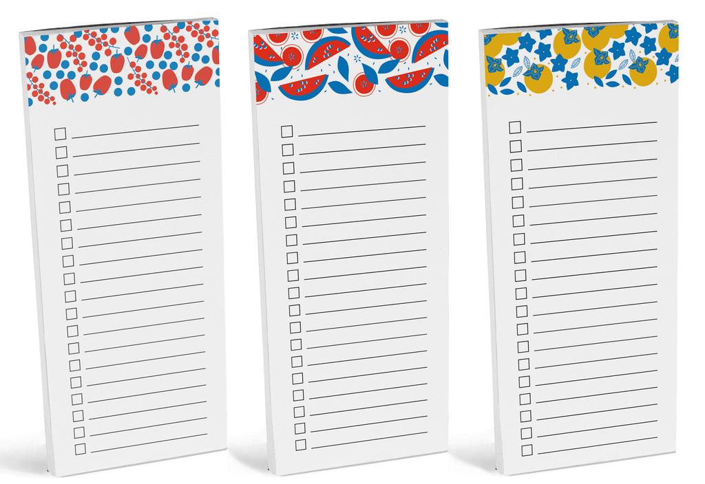 Inkdotpot Balení 3 magnetických poznámkových bloků na lednici – magnetické poznámkové bloky do chladničky- (50 listů