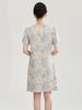 Nanyou Elegant Embroidered Jacquard Linen A-line Dress with Waist-cinching Short Sleeves for Spring/Summer Style