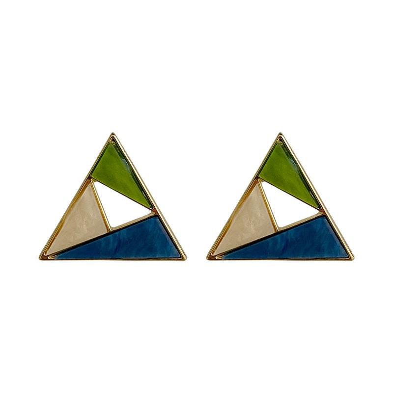 Silver Needle Acrylic Geometric Earrings: High-End European & American Minimalist Studs