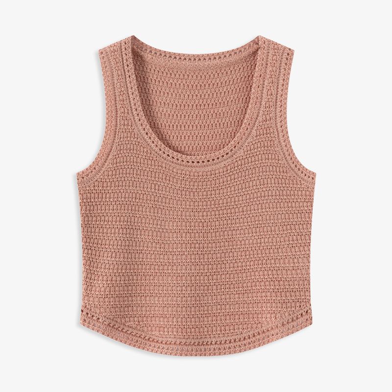 

Aozhi Country Bohemia Crocheted Vest + Pull-Belt Print Skirt Suit 2 Colors Vacation Style Two-piece Set SW Orange Pink Tops M