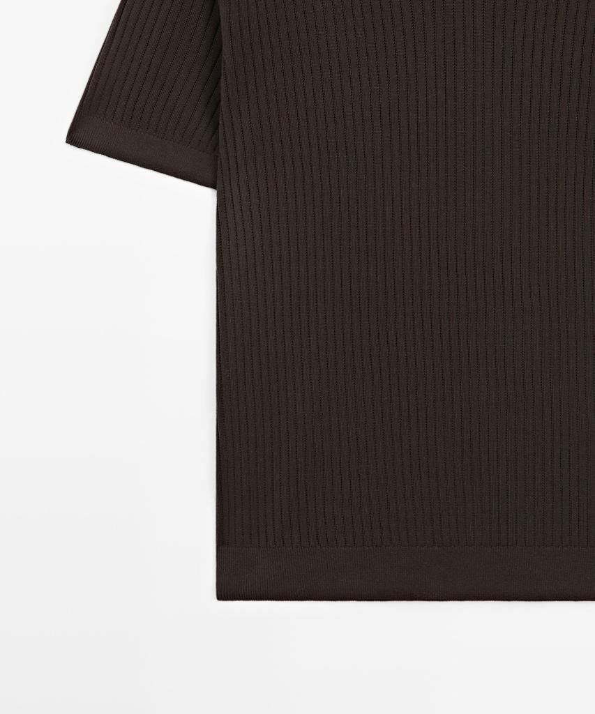 Masimodutti 100% Cotton Ribbed Knit Polo Shirt