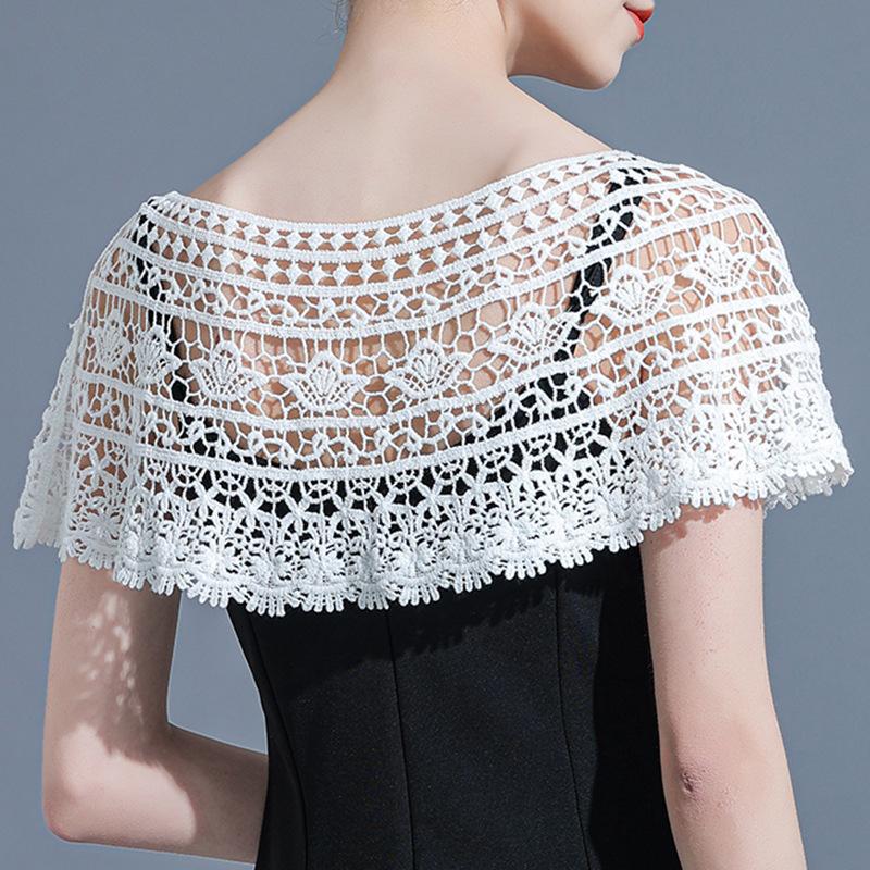 Embroidery Detachable Dress Lace Shawl Hollow Out Cover Female Blouse Shoulder Fake Collar Cape Clothing Accessories