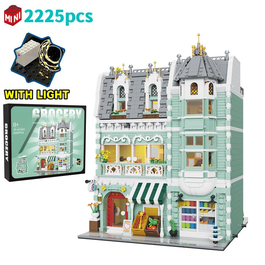 Non-Toxic European Street Scene Architecture Creative 3D Micro Building Blocks Coffee Shop Market Store Adult Kid Christmasgift