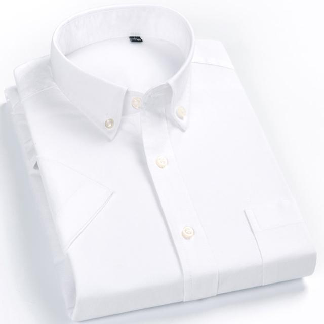 Men's Fashion Plaid Checkered Short Sleeve 100% Cotton Shirt Button-collar Holiday Youthful Striped Summer Casual Gingham Shirts